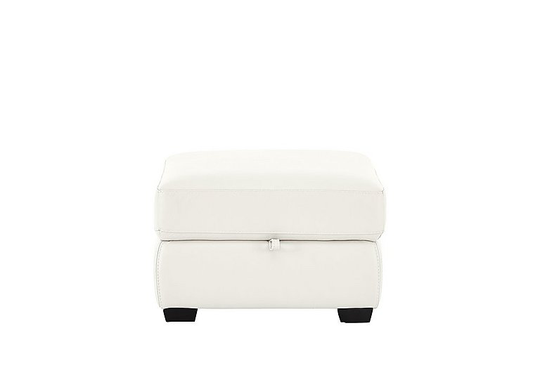 Compact Collection Petit Leather Storage Footstool - White- World of Leather