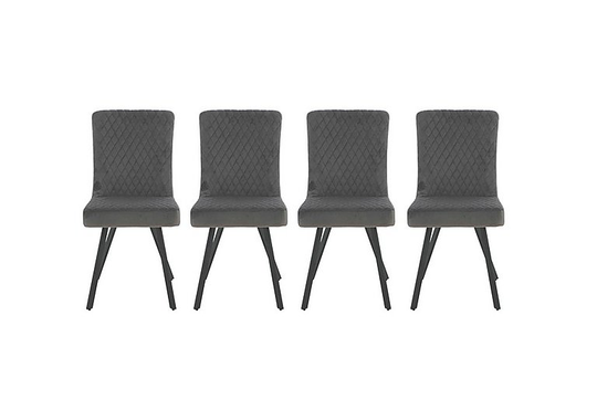 Mars Set of 4 Velvet Dining Chairs - Grey