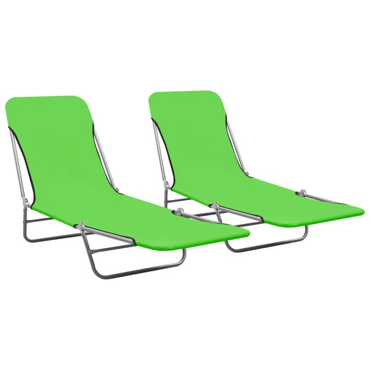 Folding Sun Loungers 2 Pcs Steel And Fabric Blue