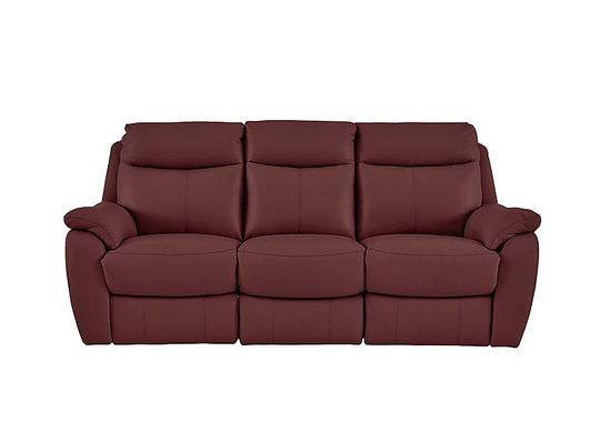 Snug 3 Seater Leather Manual Recliner Sofa - Red- World of Leather