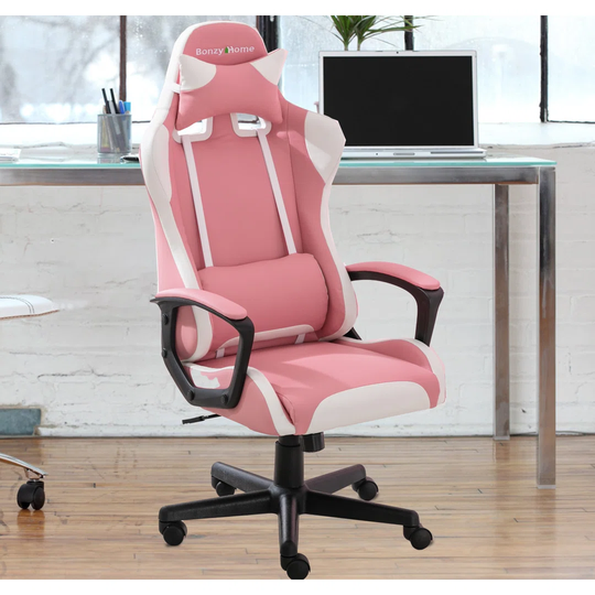 Wingakycr Faux Leather Gaming Chair with Headrest And Lumbar Support