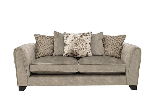 Ariana 3 Seater Fabric Pillow Back Sofa - Beige