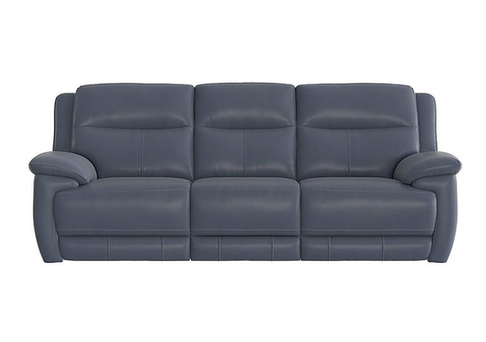 Touch 3 Seater Leather Sofa - Blue- World of Leather