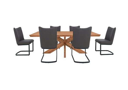 Bodahl - Loki Dining Table and 6 Grey Cantilever Dining Chairs Dining Set