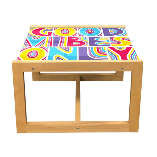 Saying Coffee Table, Phrase With Contemporary Cheerful Design In Summer Colors, Acrylic Glass Center Table With Wooden Frame For Offices Dorms Multico