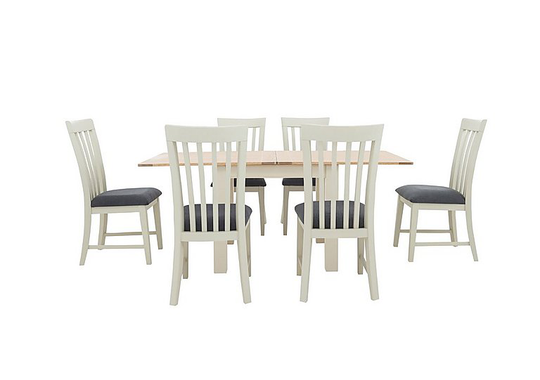 Furnitureland - Angeles Flip Top Extending Dining Table and 6 Wooden Dining Chairs