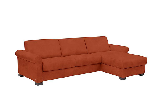 Nicoletti - Alcova 3 Seater Fabric Sofa Bed with Storage Chaise with Scroll Arms - Brown