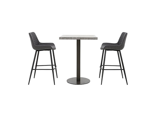 Moon Bar Table and 2 Rocket Bar Stools - Grey
