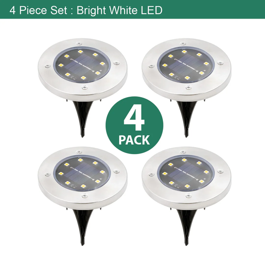 Stainless Steel Low Voltage Solar Powered Integrated LED Metal Pathway Lights Pack