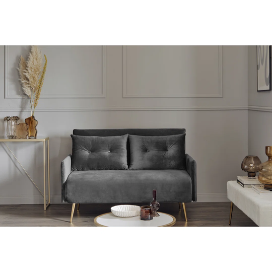 Chillax 132Cm Velvet Round Arm Sofa Bed