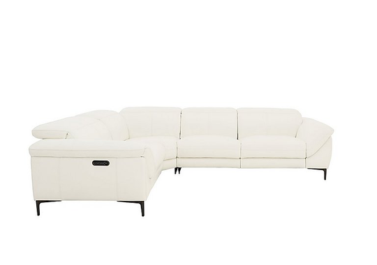 Galaxy Power Corner Sofa with Power Headrests - White- World of Leather