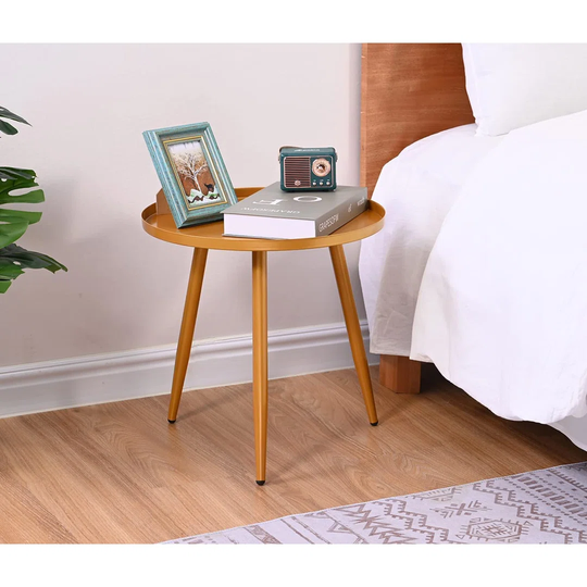 Round Coffee Table,Patio Side Table Outdoor, Small Metal End Table Nightstand,Snack Table For Living Room, Bedroom, Garden, Terrace, Balcony,42Cm × 45