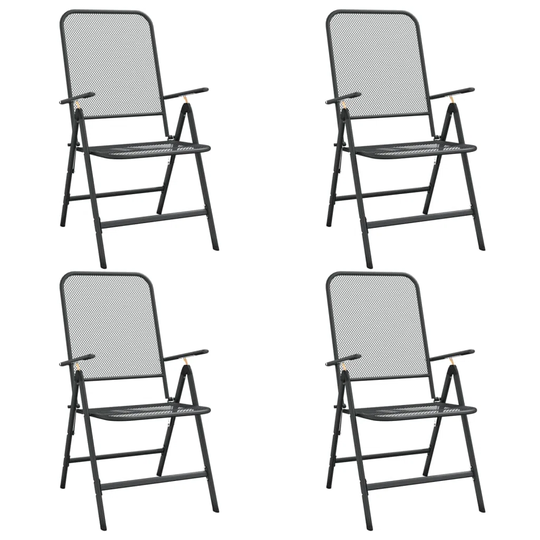 Dakota Fields Folding Garden Chairs 4 Pcs Expanded Metal Mesh Anthracite