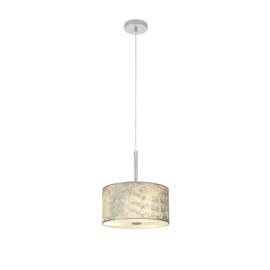 Baymont Polished Chrome 1 Light E27 3M Single Pendant With 300Mm Silver Leaf Shade With Frosted Acrylic Diffuser With Polished Chrome Centre