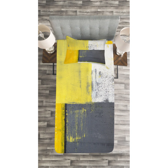 Adelaja Charcoal/Yellow Bedspread Set with Pillow Sham