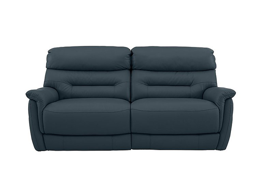 Chicago 3 Seater Leather Power Recliner Sofa - Blue- World of Leather