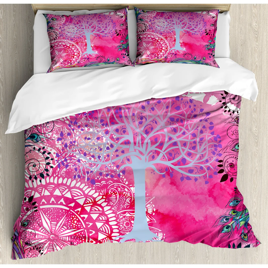 Senath Blue/Pink Microfibre 350 TC Duvet Cover Set