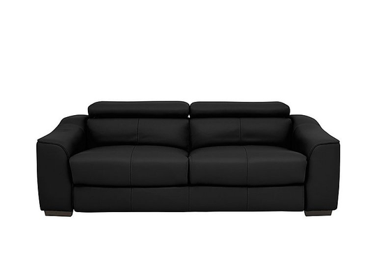 Elixir 3 Seater Leather Sofa Bed - Black- World of Leather