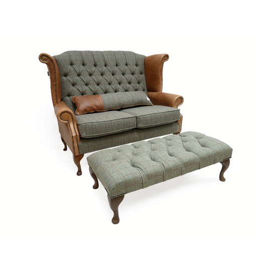 Anaan 135Cm Genuine Leather Chesterfield Scroll Arms Commercial Use Sofa