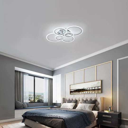 LED Ceiling Light, Ceiling Lamp With 6 Rings, Flush Mount Ceiling Lights