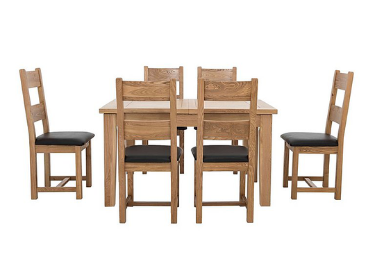 Furnitureland - California Solid Oak Rectangular Extending Table and 6 Wooden Chairs