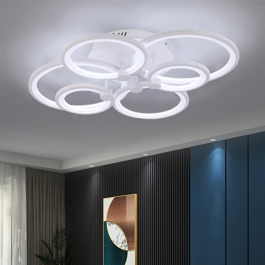 Modern Led Ceiling Lights 6 Ring Ceiling Lights, Ceiling Lights For Living Room, Bedroom, Kitchen, Corridor, Balcony, Dining Room(6 Ring Warm White)