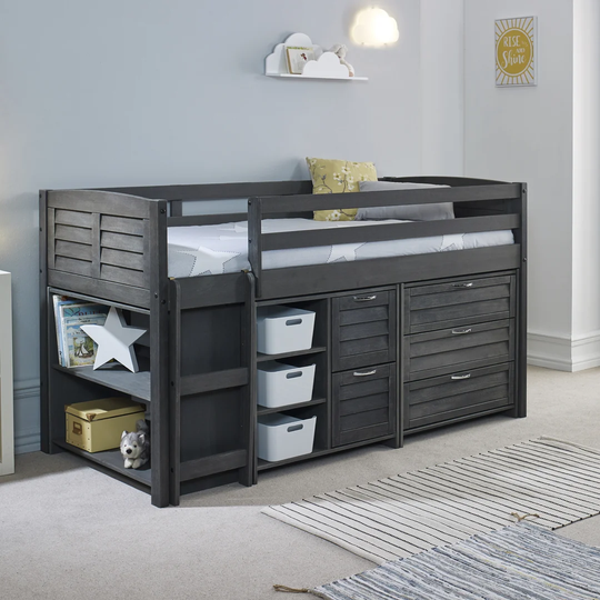 Emmie Single Mid Sleeper Loft Bed with Chest of Drawers