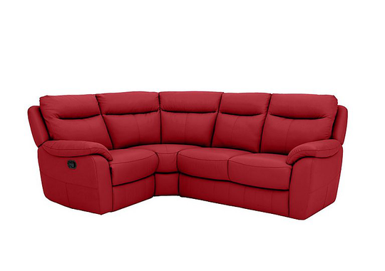 Snug Compact Leather Power Single Recliner Corner Sofa - Red- World of Leather