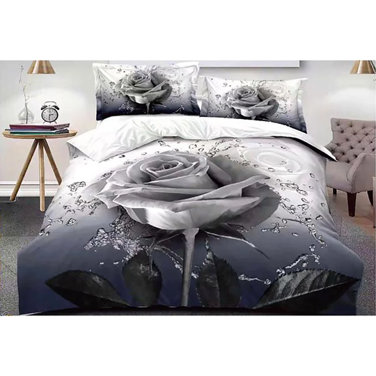 Sycamore Grey/White Microfibre 180 TC Duvet Cover Set