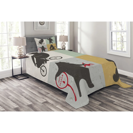 Adelmino Blue/Grey Bedspread Set with Pillow Sham