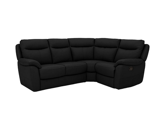 Snug Compact Leather Manual Single Recliner Corner Sofa - Black- World of Leather