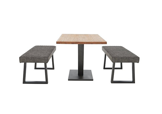 Compact Earth Dining Table and 2 Low Dining Benches