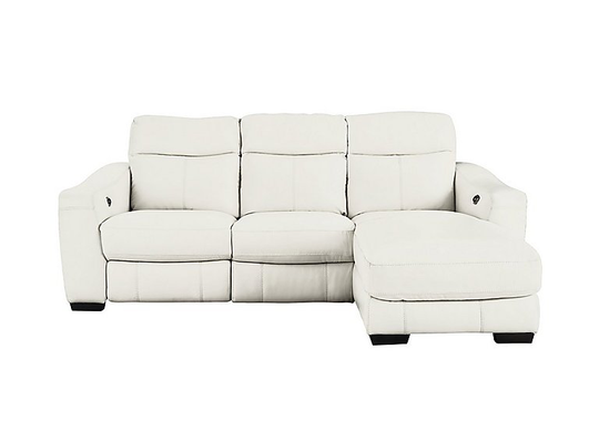 Cressida Leather Corner Chaise Recliner Sofa - White- World of Leather