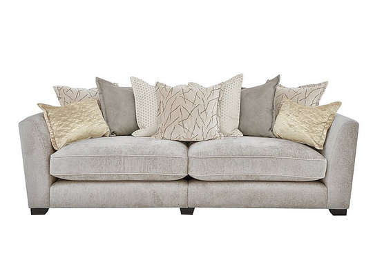 Boutique Lavish Fabric 4 Seater Split Scatter Back Sofa - Natural
