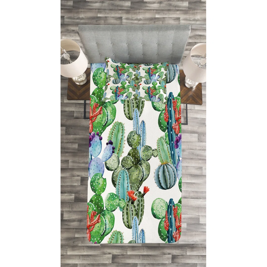 Adelei Green/Red Bedspread Set with Pillow Sham