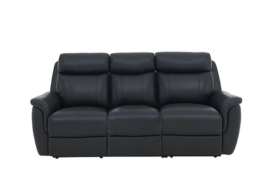 Orlando 3 Seater Leather Power Recliner Sofa with Power Headrests and Lumbar Support - Blue