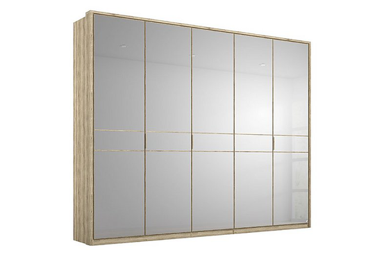 Rauch - Lando Hinged Mirror Wardrobe with LED Lights - 250-cm - Brown