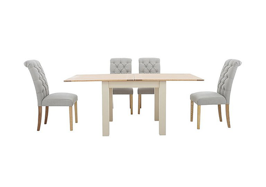 Furnitureland - Angeles Flip Top Extending Dining Table and 4 Button Back Dining Chairs