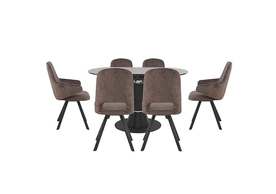 Enterprise Round Extending Table with 4 Swivel Dining Side Chairs and 2 Swivel Dining Arm Chairs Dining Set