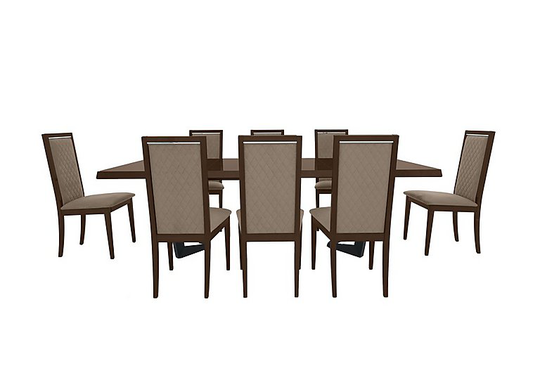 Palazzo 160cm Extending Dining Table in Dark Walnut with 8 Rombi Dining Chairs