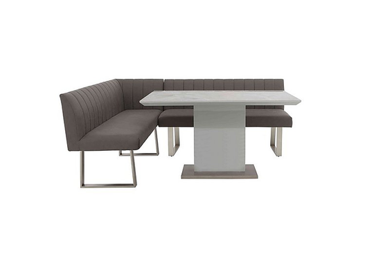 Grigio Fixed Dining Table and Left-Hand Facing Corner Bench Dining Set - Grey