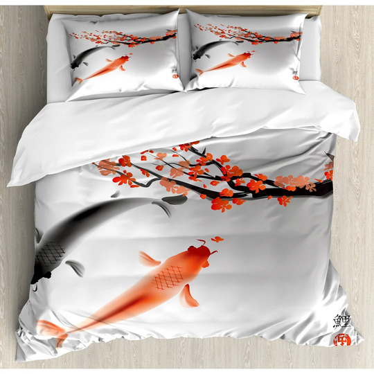 Stanberry Orange/Grey/White Microfibre 350 TC Duvet Cover Set