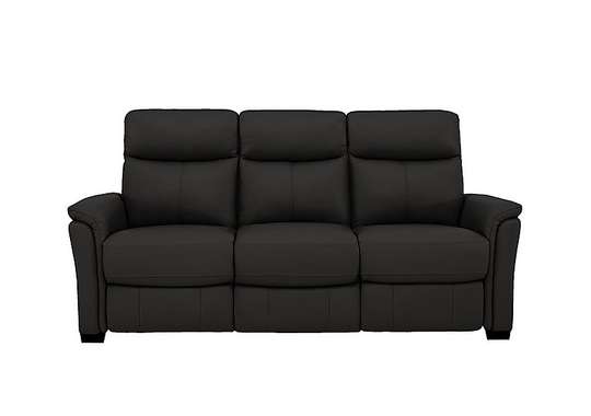 Compact Collection Piccolo 3 Seater Leather Static Sofa - Black- World of Leather