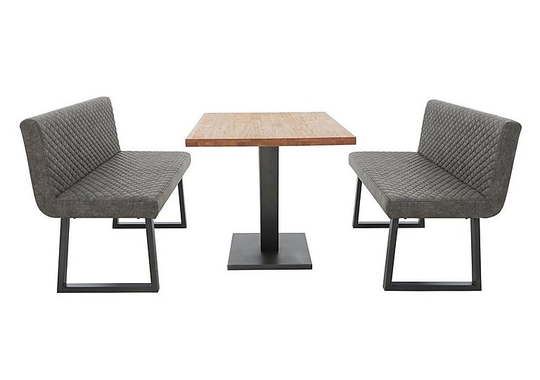 Compact Earth Dining Table and 2 Backrest Benches
