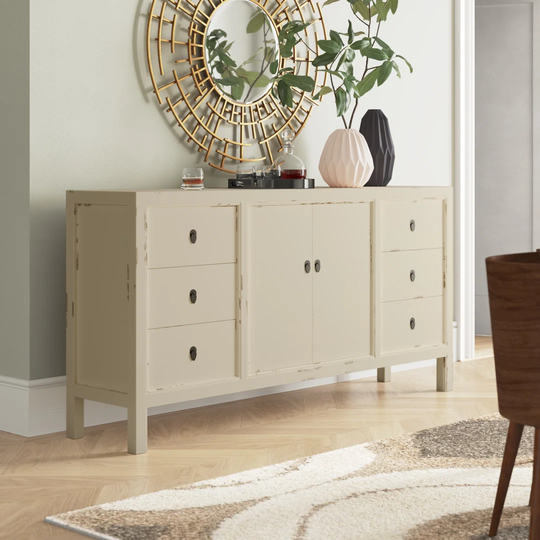 Enzo 180 Cm Wide 6 Drawer Poplar Solid Wood Sideboard