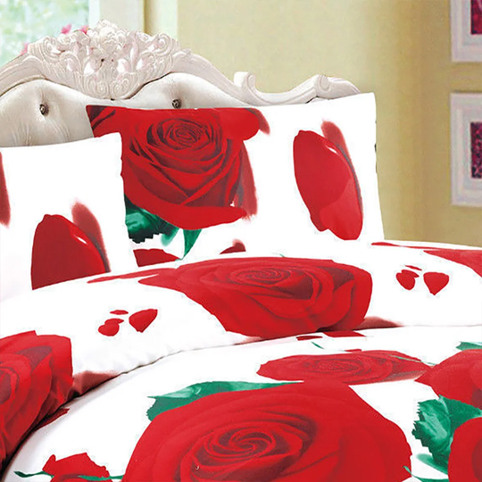 Novella Red/White/Green Microfibre 150 TC Duvet Cover Set