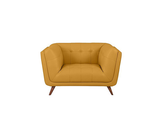 Rene Leather Cuddler Sofa - Yellow