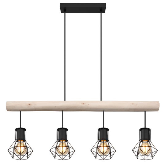 Byrdstown 4 - Light Kitchen Island Linear Pendant with Wood Accents