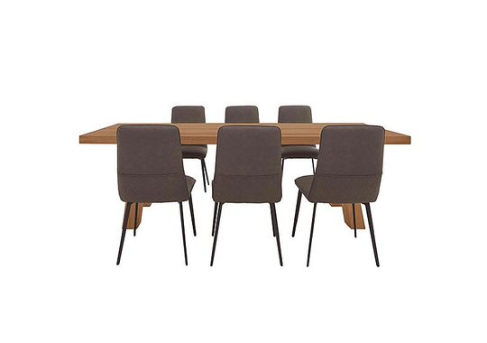 Bodahl - Odin Dining Table with 6 Timm Faux Leather Dining Chairs Dining Set - 220-cm
