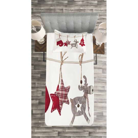 Adellyn Red/Grey Bedspread Set with Pillow Sham